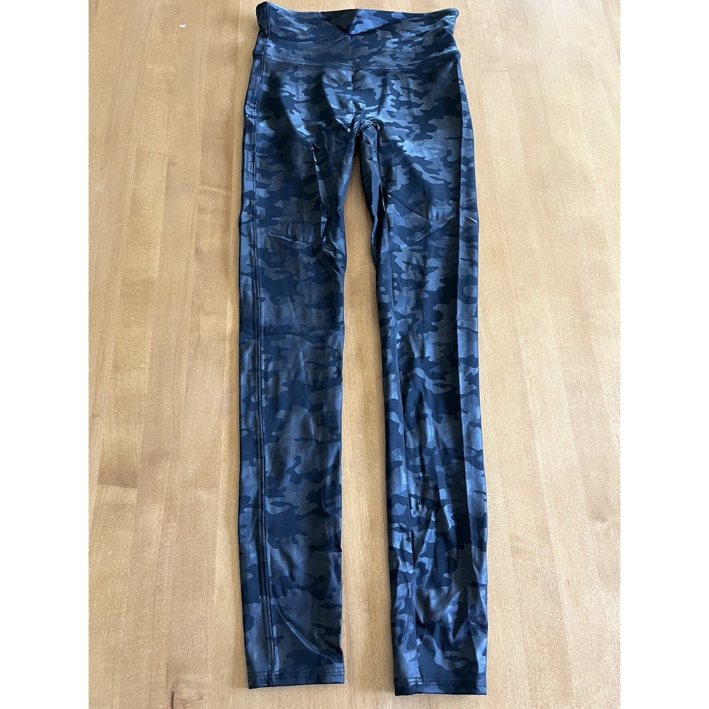 SPANX Camo High Rise Shaping Leggings Black Gray Women's Size Small S Active